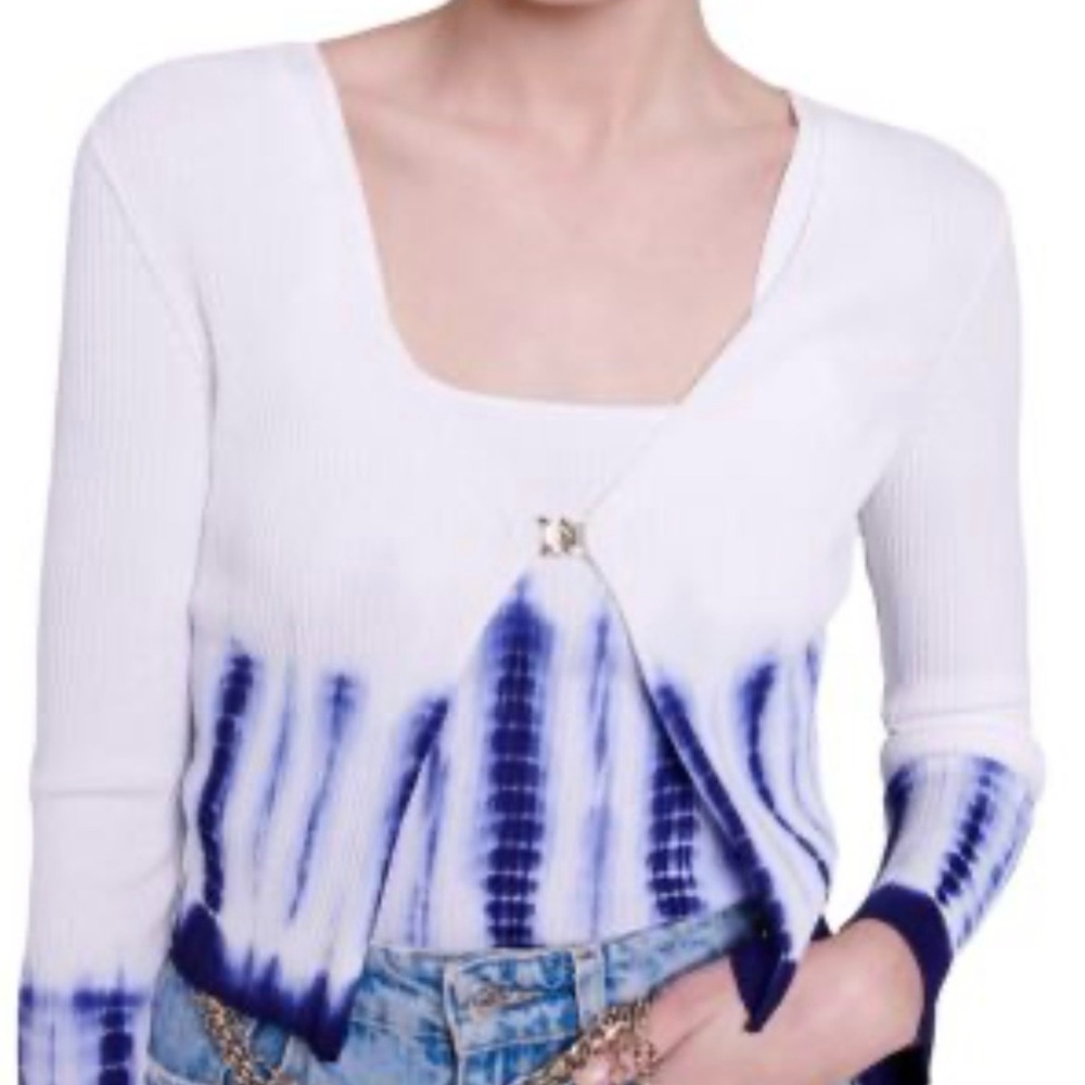 Maje Blue and White Patterned Blouse